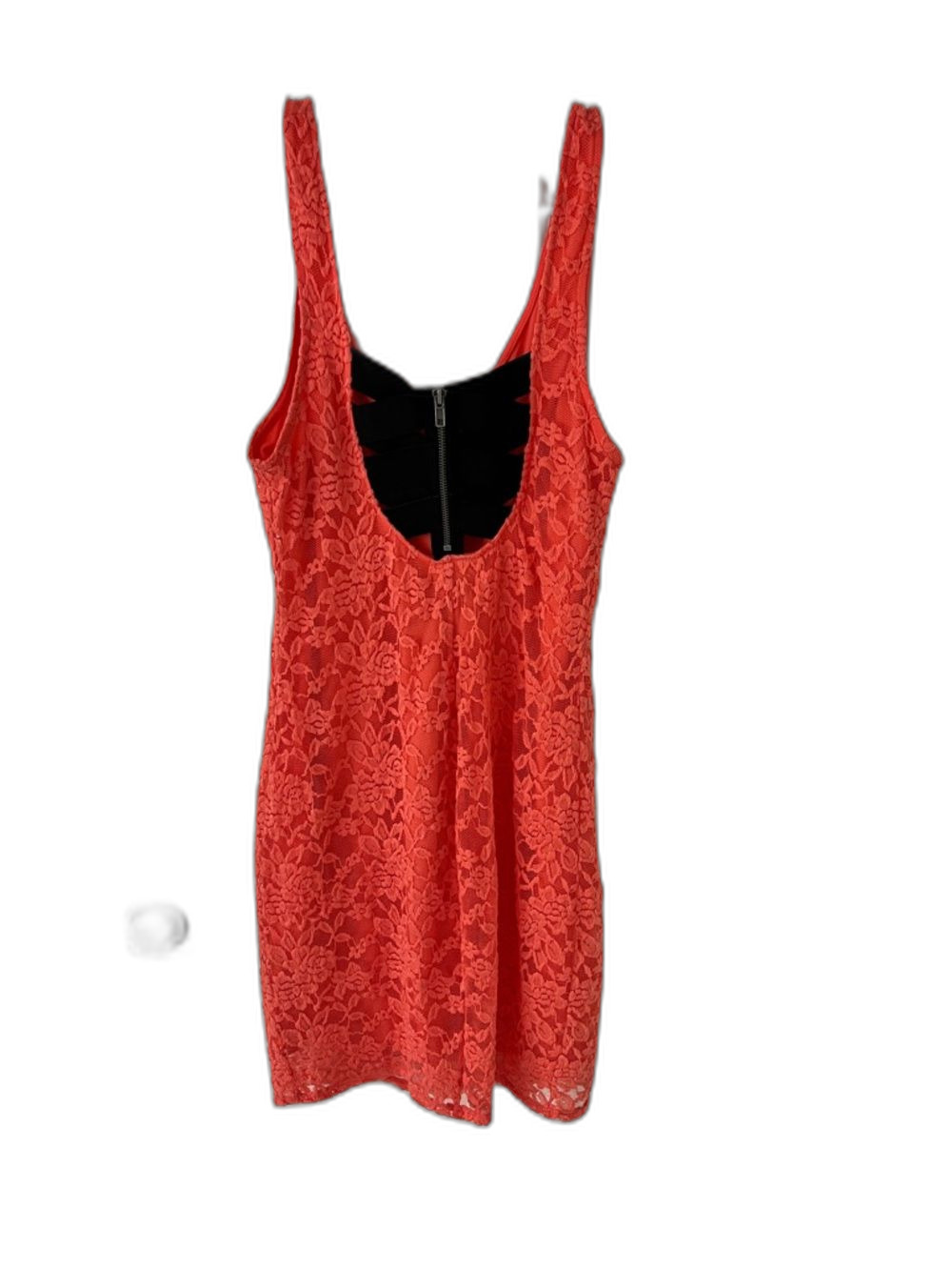 Material Girl Coral Sleeveless Bodycon Cocktail Dress Size L Fits Like M/8 - Picture 2 of 9